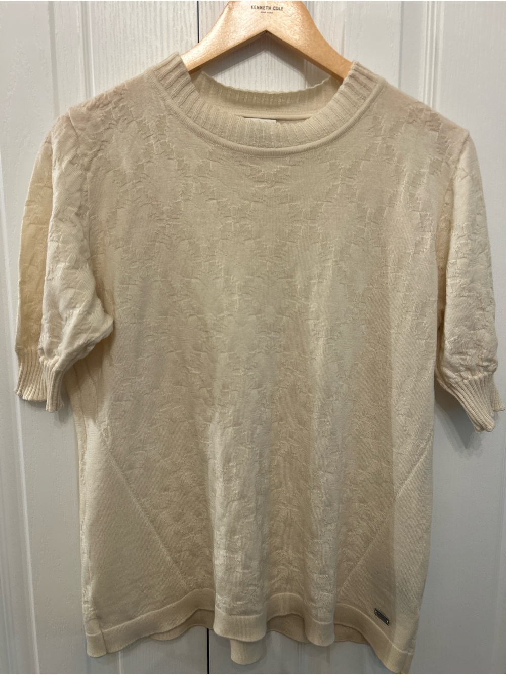 Dale of Norway 100% Merino Wool Pointelle Knit Top Cream L EUC